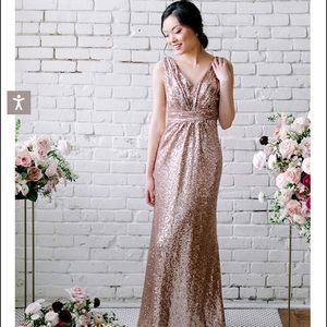 Revelry Bijou Dress Sz 12 ROSE GOLD Excellent